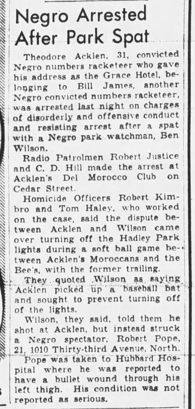 1939 Newspaper article about Theodore Acklen